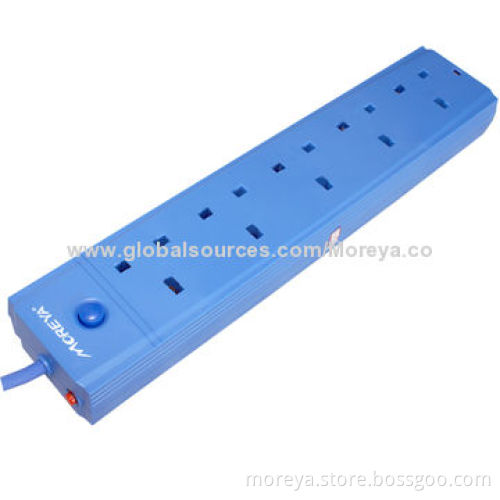 British standard power strip with 5 sockets outlets, extension cable and surge & overload protection